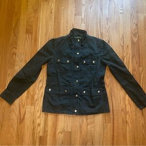 J. Crew Green Cotton Utility Jacket with Button Accents